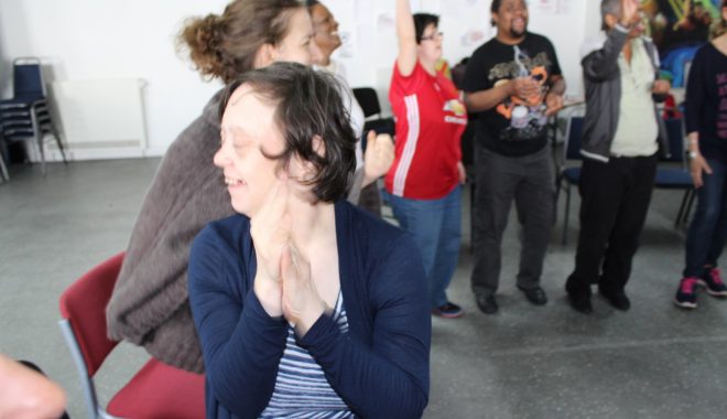 Annette joining in with memory games